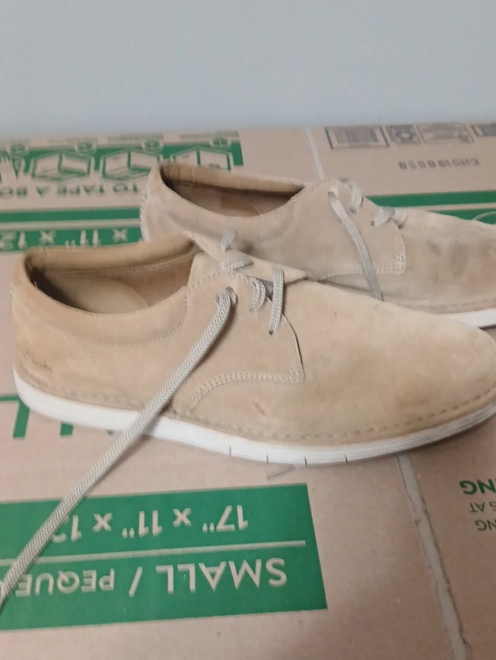 Clarks Beige Suede Derby Shoes
